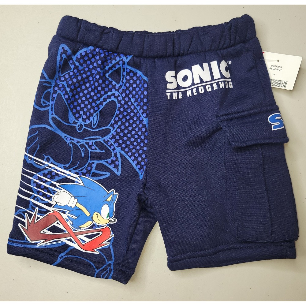 Sonic the Hedgehog Boys Navy Blue Fleece Cargo Shorts